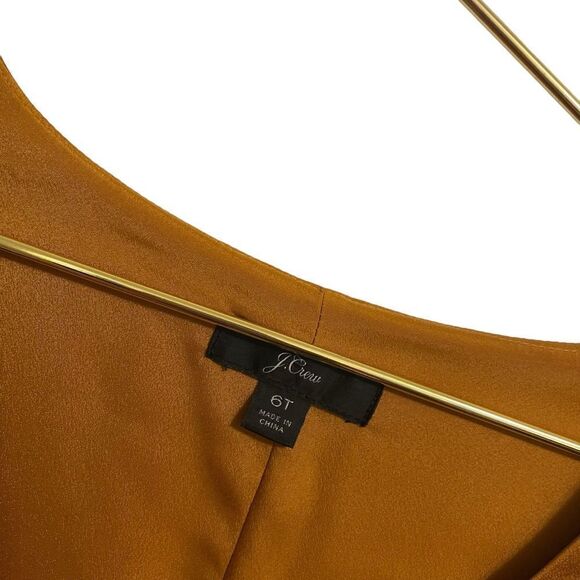 J. Crew Button Front Gold A-Line Long Sleeve Midi Dress with Pockets Size 6T - Picture 3 of 9